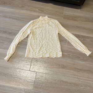 Lace Long Sleeve Top with Ruched Neck and Wrists